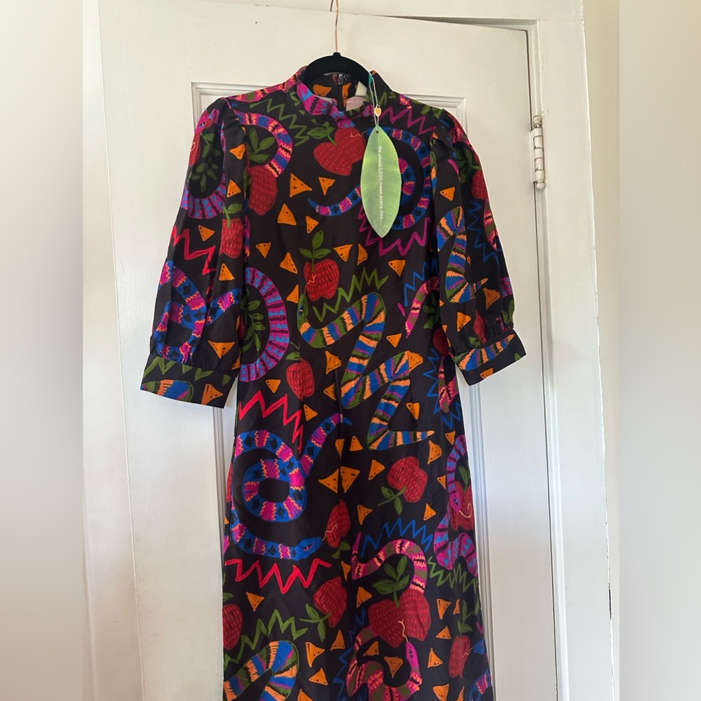 FARM RIO - NWT Snake Fruit Midi Dress w. Puff Sleeves - Size S